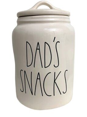 BRAND NEW Rae Dunn DAD’S SNACKS Ceramic Canister storage kitchen organizer 9" XL